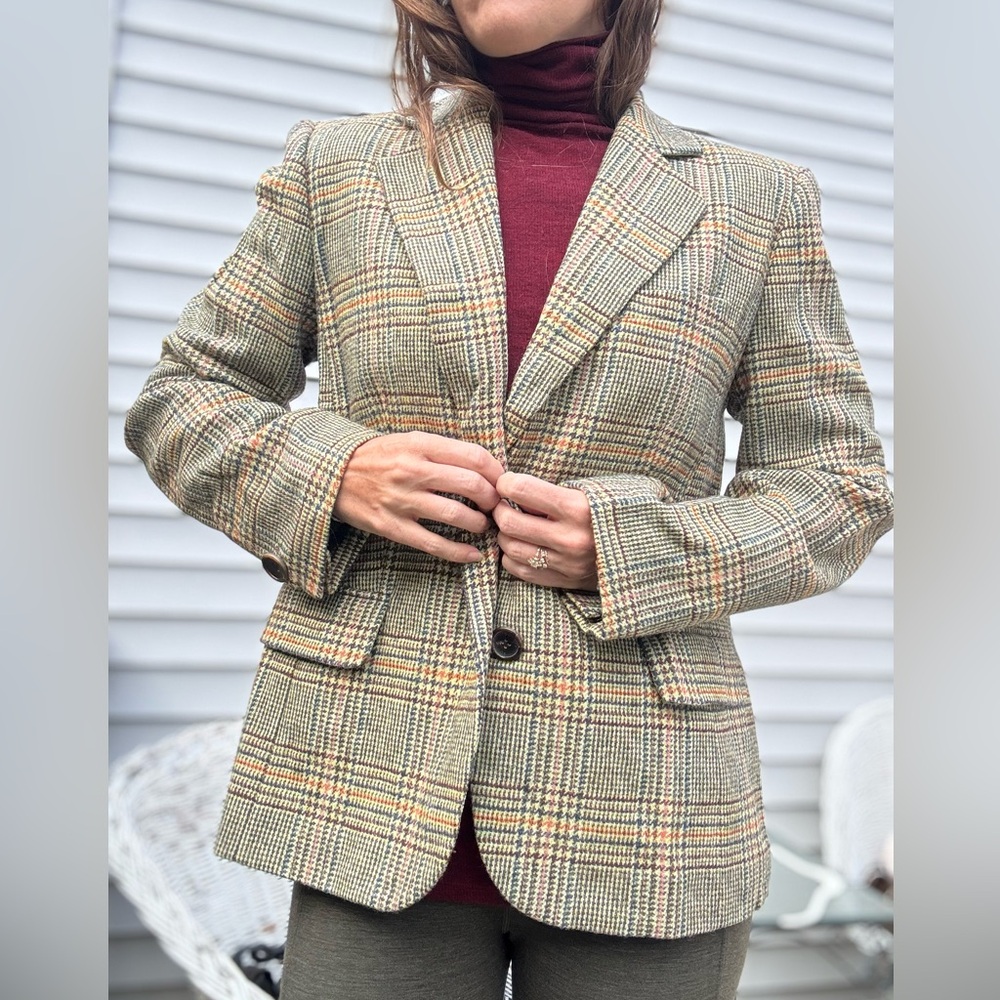 Bogner wool jacket medium 8 tweed plaid classic chic blazer women’s neutral - Picture 11 of 12